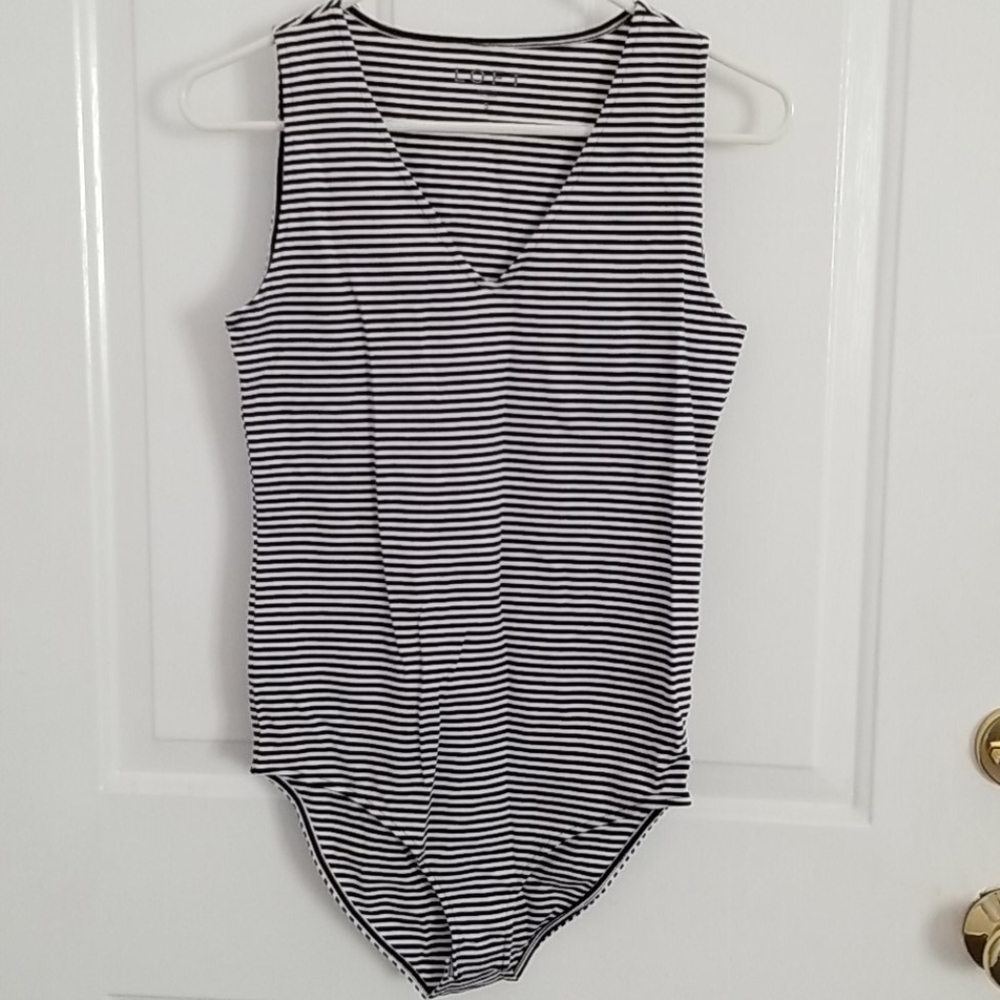 LOFT Blac & White Stripes Bodysuit Size Small - NWT
